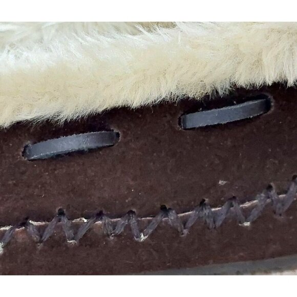 Clarks Brown Suede Leather Ladies Slip On Moccasins Shoes Slippers Size 9 Faux F - Picture 6 of 10
